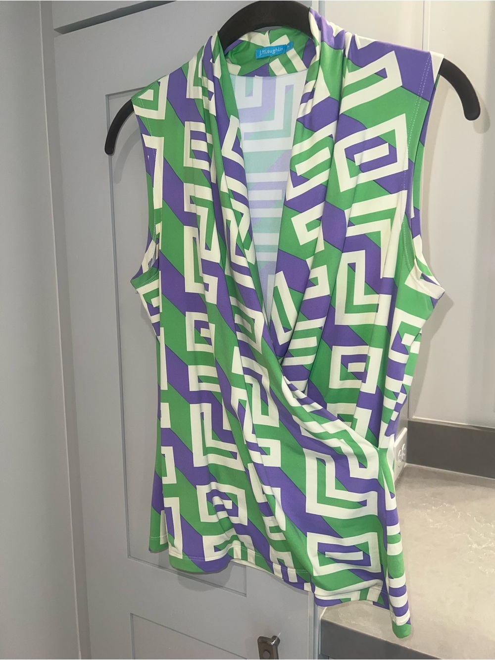 J. McLaughlin Green, Purple, White Geometric Top-LIKE NEW - Picture 9 of 10